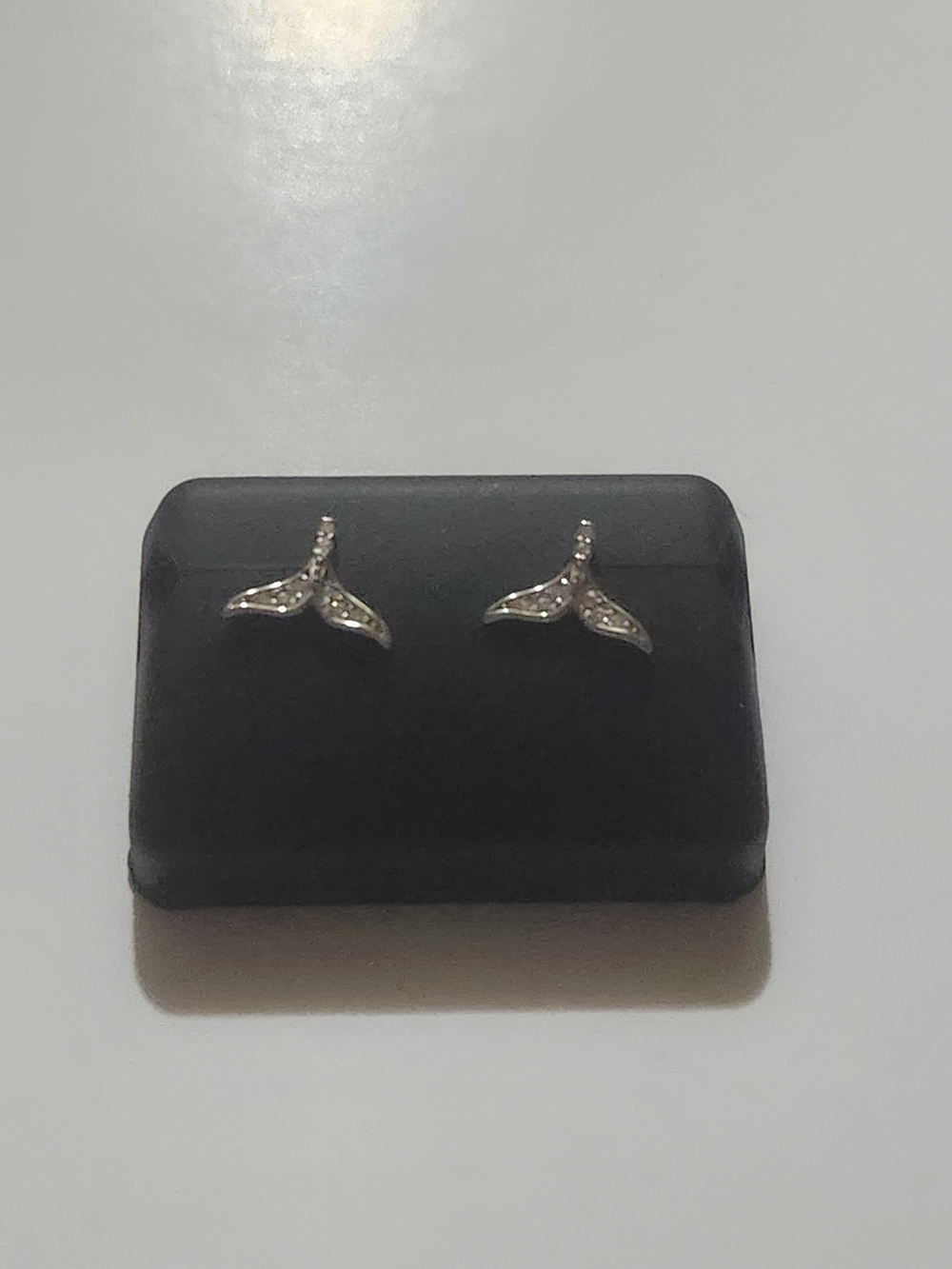 Moissanite And Sterling Silver Whale Tail Stud Earrings